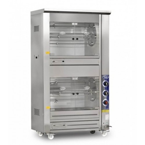 PİMAK ELEKTRİKLİ ÇİFT KATLI TAMBURLU PİLİÇ ÇEVİRME MAKİNESİ 5+5 ŞİŞ / 20+20 ADET